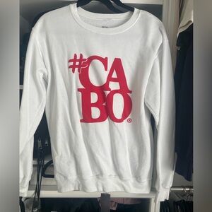 White and Red Graphic Sweater